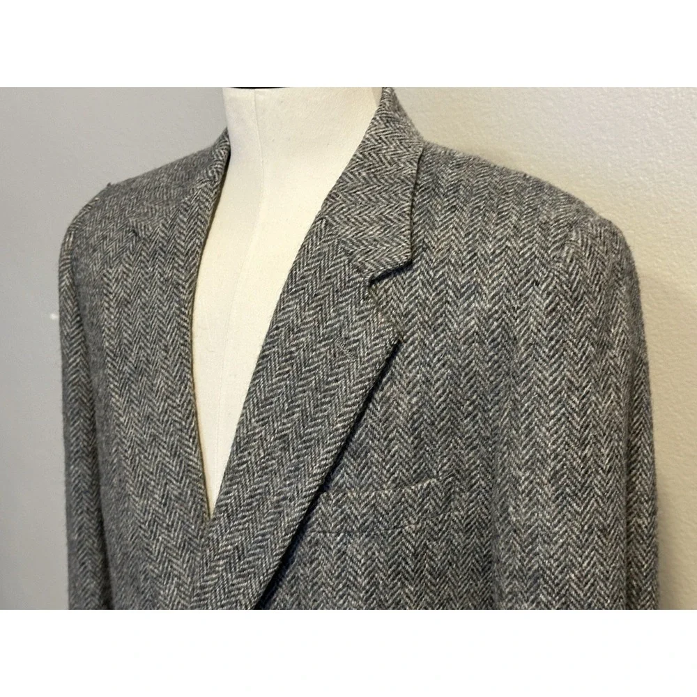 VTG Harris Tweed Hand Woven 100% Scottish Wool Herringbone Jacket Blazer Men 42‎